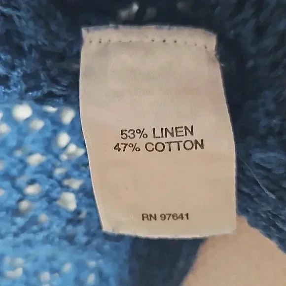J. Jill Open Knit Sweater Teal Blue Linen Cotton Blend Women's Small - Picture 9 of 16